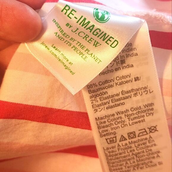 J Crew Factory Striped Button Down Shirt in Pink, White, Red, Sz. L - Picture 4 of 5